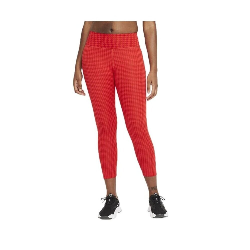 NIKE Dri-Fit One Icon Clash Legging Chile Red Houndstooth Women's XL GUC